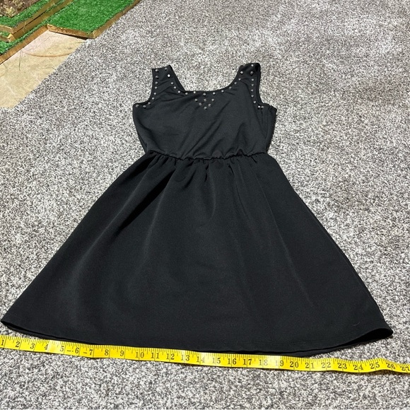 Poof Couture Womens A Line Dress Black  Studs Stretch Scoop Neck Sleeveless L - Picture 3 of 11